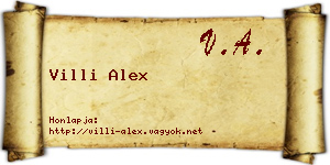 Villi Alex névjegykártya
